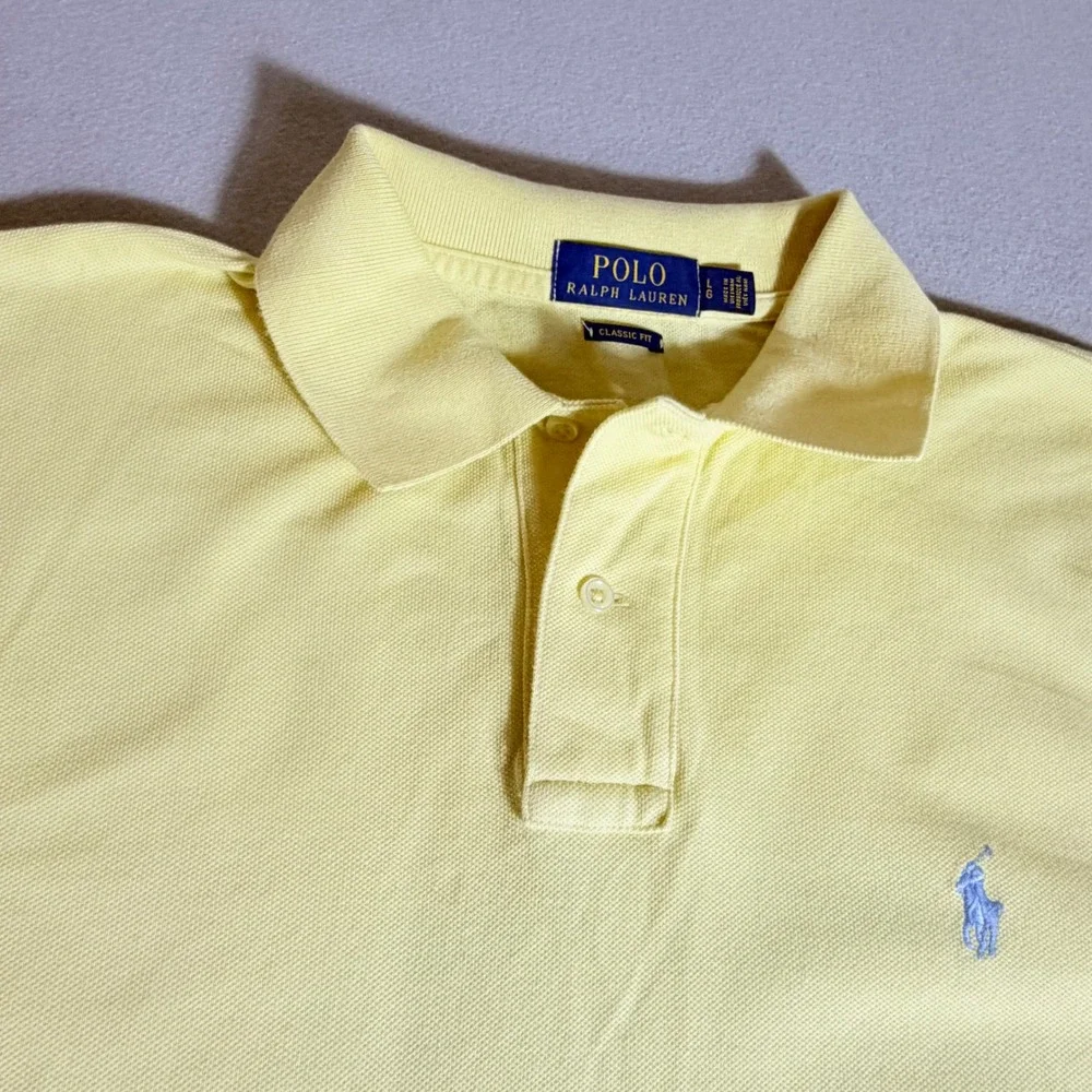 Polo Ralph Lauren Mens Classic Fit Short Sleeve Polo Shirt Yellow Large LG